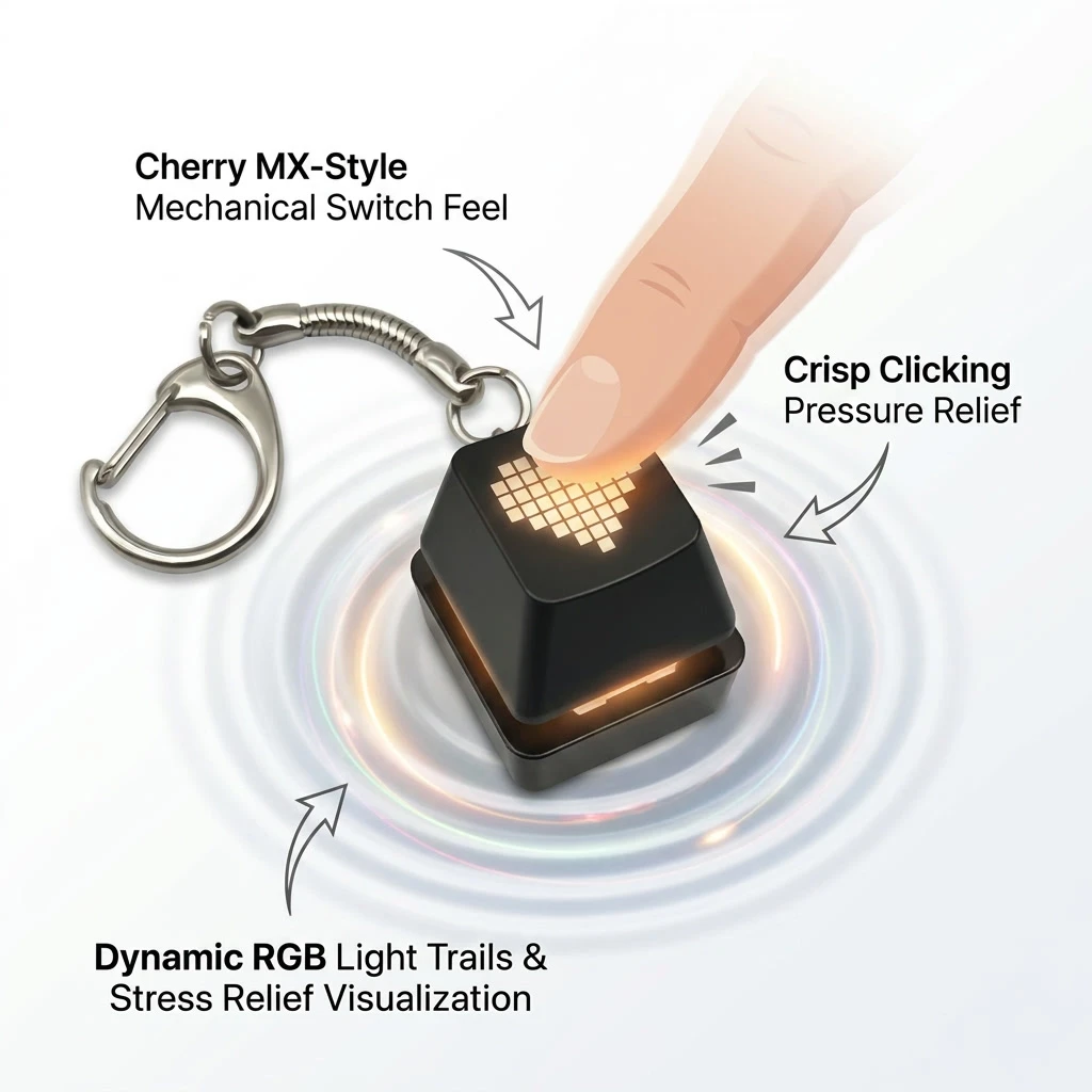 Mechanical Switch Tester - Gantungan Kunci Keyboard Mini RGB, Mainan