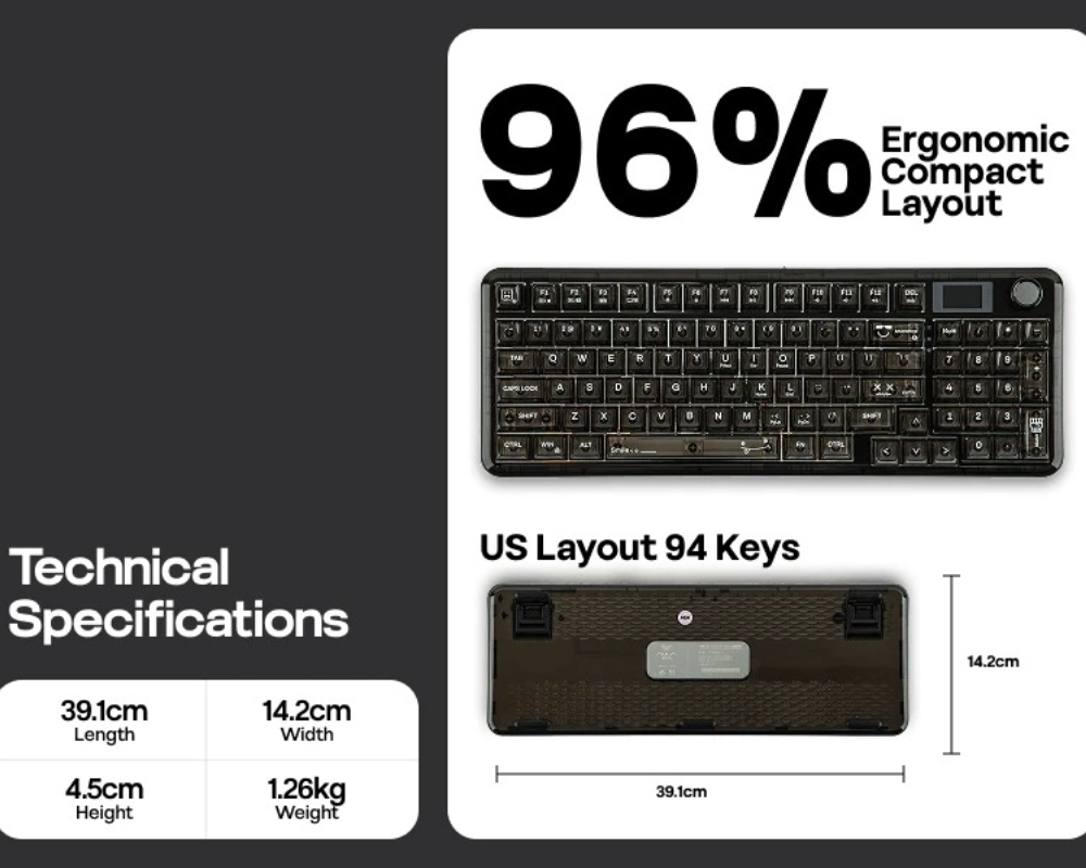AULA F-NB98 96% ANSI US Layout - Keyboard Gaming Transparent ulasan dan harga
