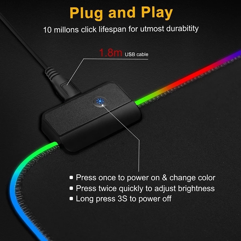 Mousepad lampu LED RGB, alas M - Gaming Keyboard No Rgb ulasan dan harga