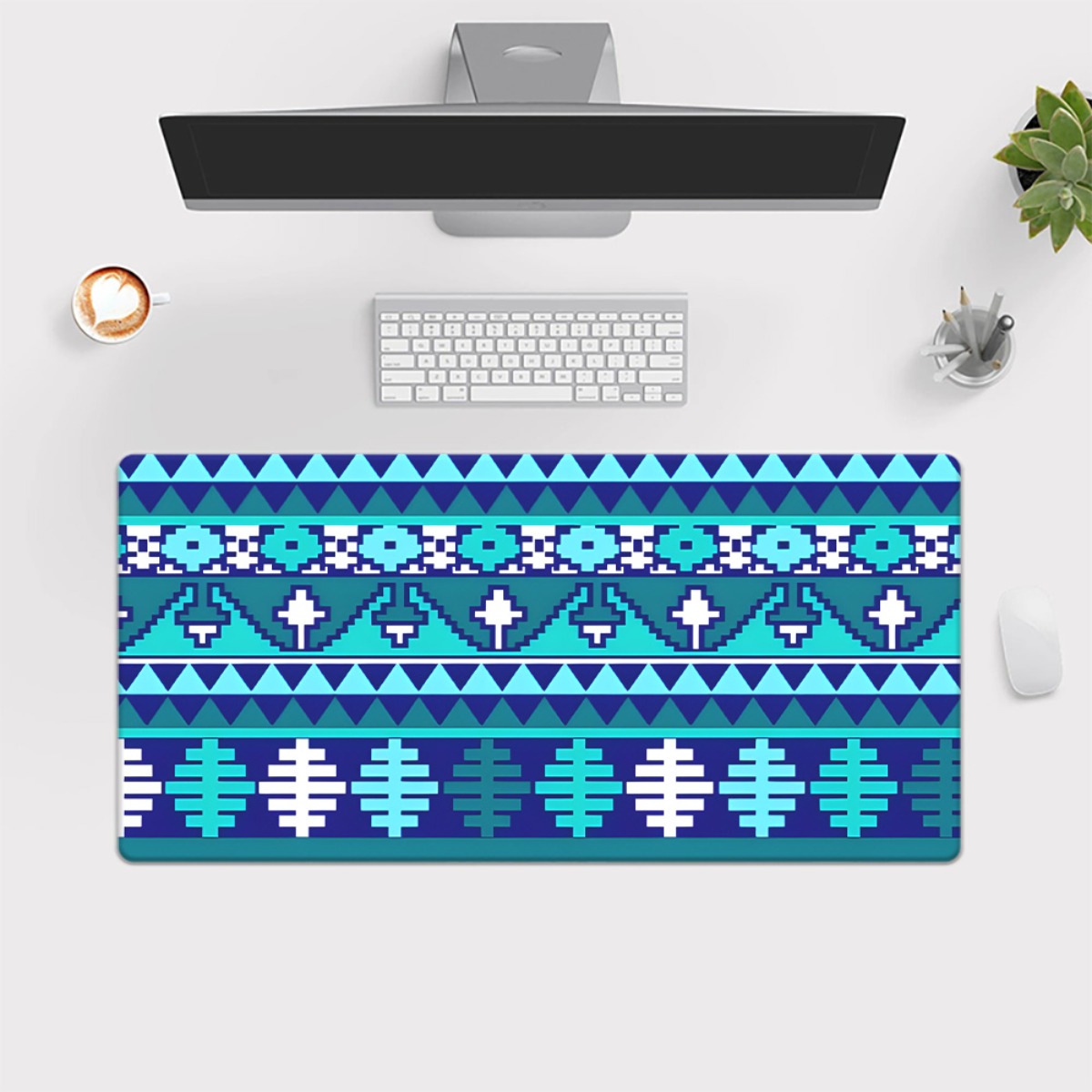 Alas Meja Cetak HD Tribal Blue - Gaming Keyboard Brand ulasan dan harga
